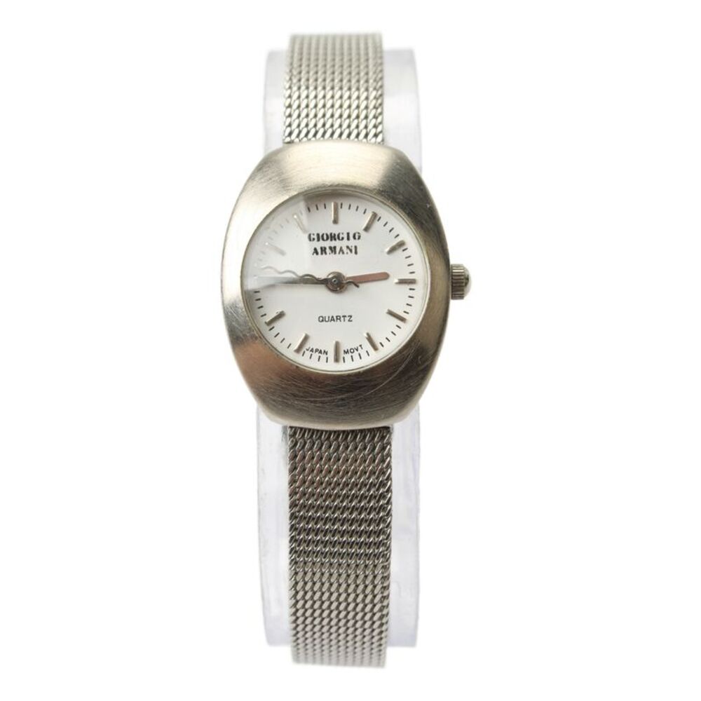 Giorgio Armani Womens Vintage Stainless Steel Mesh Band Quartz Watch 22mm
